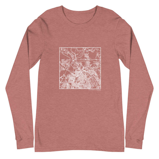 Shreveport Louisiana  Map Unisex Long-Sleeve T-shirt with City inscription in Heather Mauve