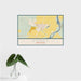 16x24 Sidney Montana Map Print Landscape Orientation in Woodblock Style With Tropical Plant Leaves in Water