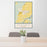 24x36 Sidney Montana Map Print Portrait Orientation in Woodblock Style Behind 2 Chairs Table and Potted Plant
