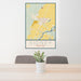 24x36 Sidney Montana Map Print Portrait Orientation in Woodblock Style Behind 2 Chairs Table and Potted Plant