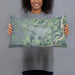 Person holding 20x12 Custom Sidney Montana Map Throw Pillow in Afternoon