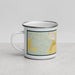 Left View Custom Sidney Montana Map Enamel Mug in Woodblock