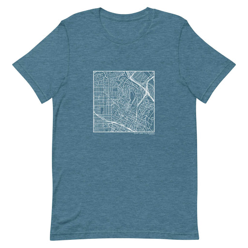 Silver Lake Los Angeles  Map Unisex T-Shirt with City inscription in Heather Teal