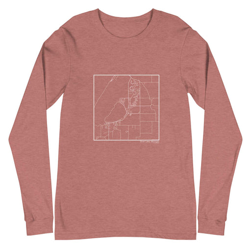 Silver Lake Michigan  Map Unisex Long-Sleeve T-shirt with City inscription in Heather Mauve