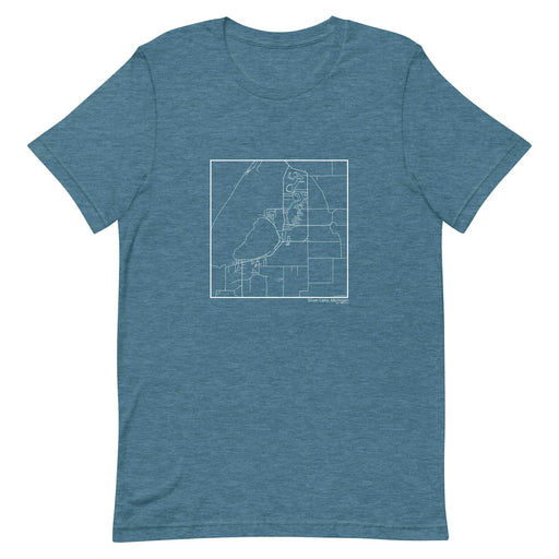 Silver Lake Michigan  Map Unisex T-Shirt with City inscription in Heather Teal