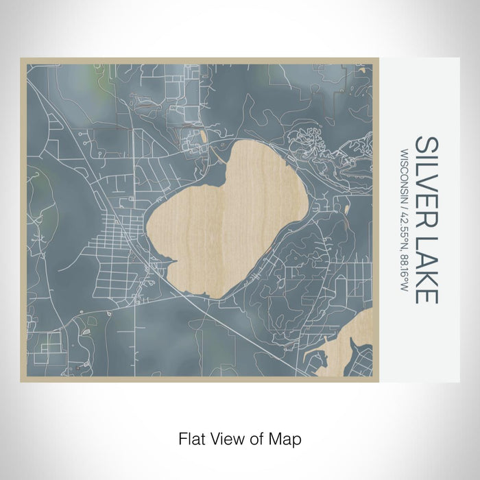 Rendered View of Silver Lake Wisconsin Map on 20oz Stainless Steel Insulated Bottle with Bamboo Top with printed afternoon style map