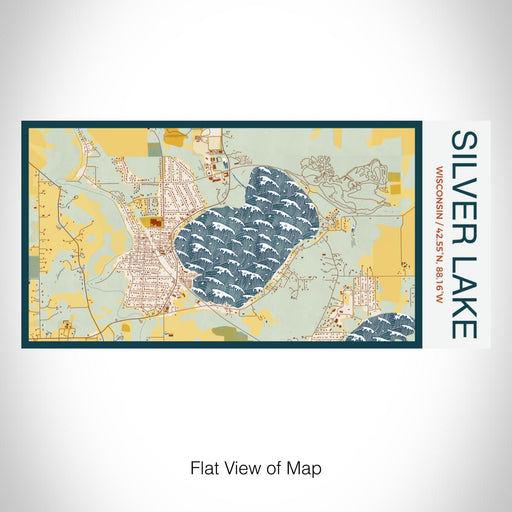Rendered View of Silver Lake Wisconsin Map on 17oz Stainless Steel Insulated Bottle with printed woodblock style map