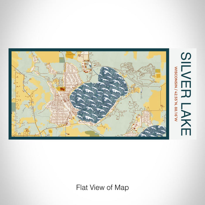 Rendered View of Silver Lake Wisconsin Map on 17oz Stainless Steel Insulated Bottle with printed woodblock style map