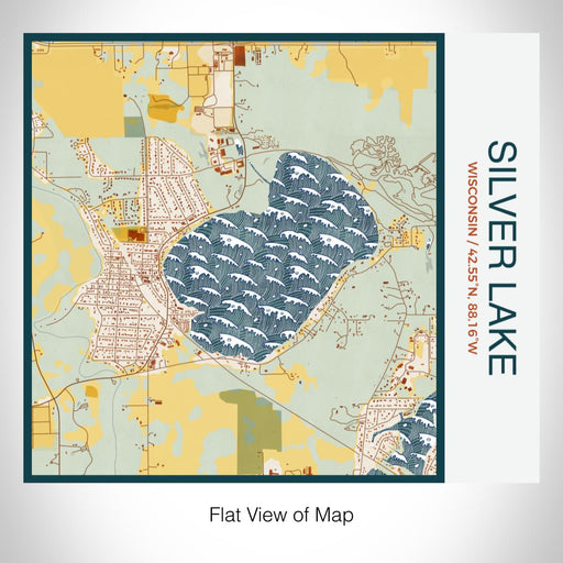 Rendered View of Silver Lake Wisconsin Map on 17oz Stainless Steel Insulated Tumbler in Woodblock Map Style