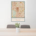 24x36 Silver Spring Maryland Map Print Portrait Orientation in Woodblock Style Behind 2 Chairs Table and Potted Plant