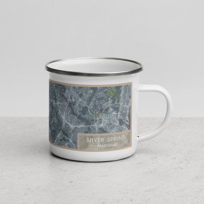 Right View Custom Silver Spring Maryland Map Enamel Mug in Afternoon