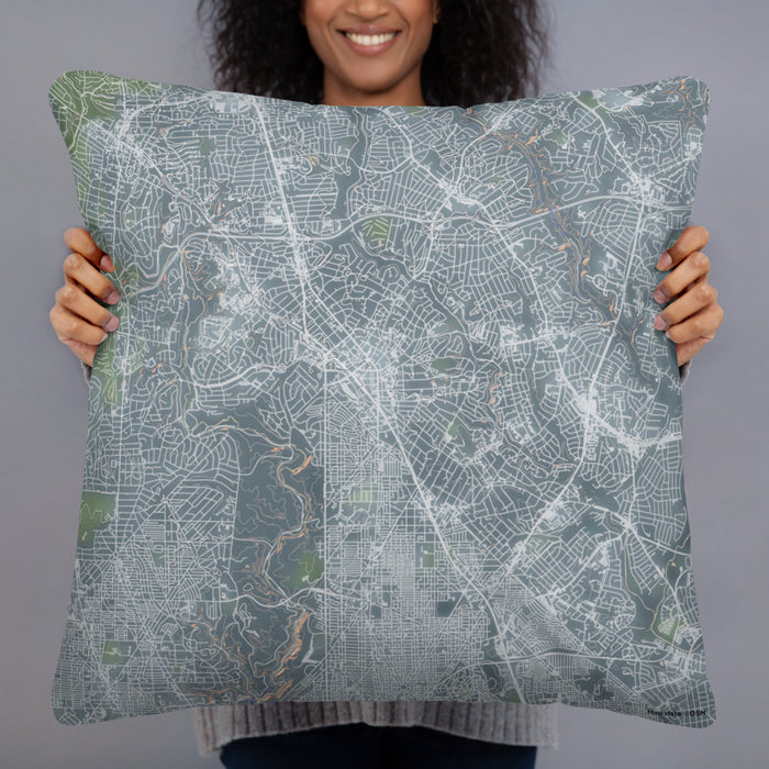 Person holding 22x22 Custom Silver Spring Maryland Map Throw Pillow in Afternoon