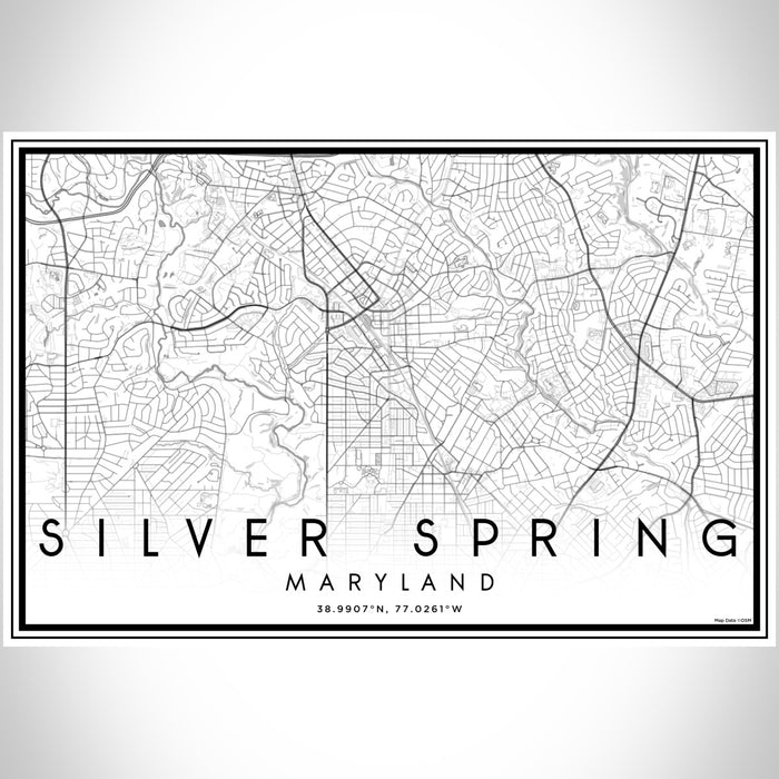Silver Spring Maryland Map Print Landscape Orientation in Classic Style With Shaded Background