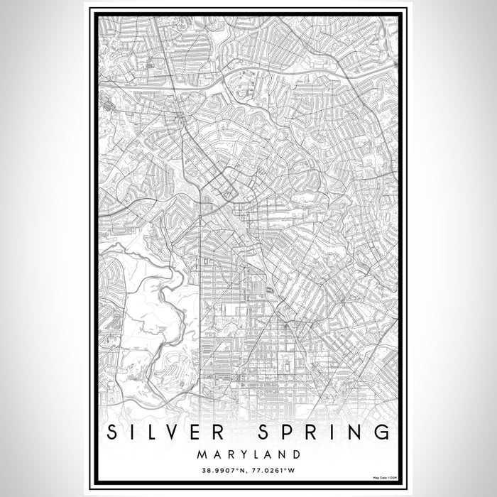 Silver Spring Maryland Map Print Portrait Orientation in Classic Style With Shaded Background