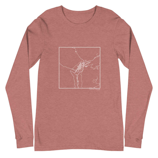 Silverton Colorado  Map Unisex Long-Sleeve T-shirt with City inscription in Heather Mauve