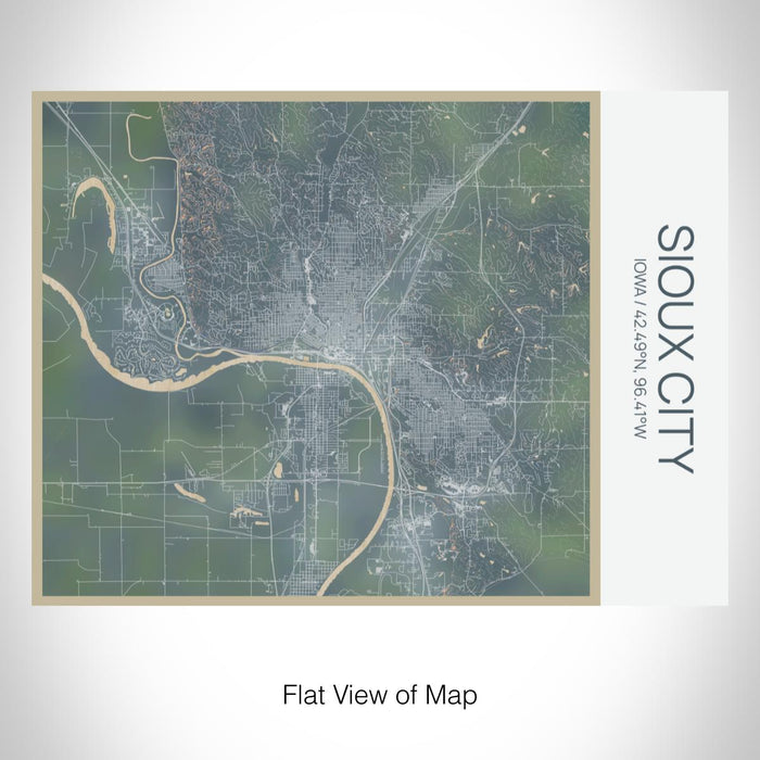 Rendered View of Sioux City Iowa Map on 20oz Stainless Steel Insulated Bottle with Bamboo Top with printed afternoon style map