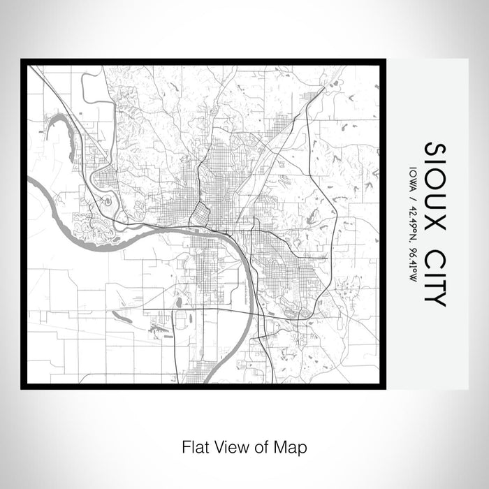 Rendered View of Sioux City Iowa Map on 20oz Stainless Steel Insulated Bottle with Bamboo Top with printed classic style map