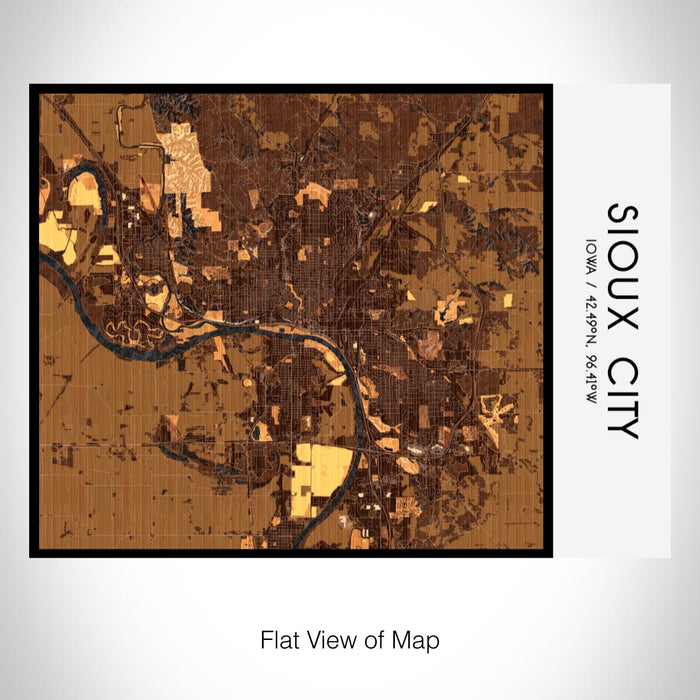 Rendered View of Sioux City Iowa Map on 20oz Stainless Steel Insulated Bottle with Bamboo Top with printed ember style map
