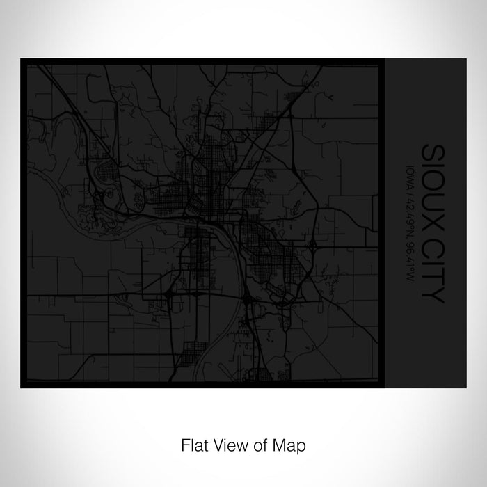 Rendered View of Sioux City Iowa Map on 20oz Stainless Steel Insulated Bottle with Bamboo Top in Matte Black with printed Tactile Lines Map in Black