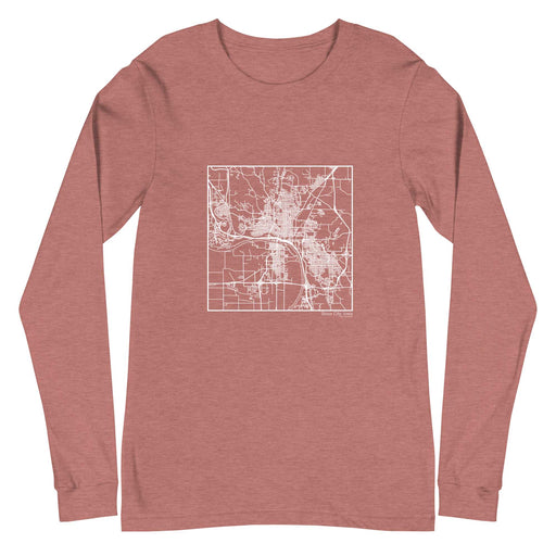 Sioux City Iowa  Map Unisex Long-Sleeve T-shirt with City inscription in Heather Mauve