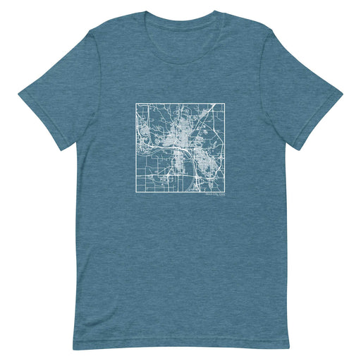 Sioux City Iowa  Map Unisex T-Shirt with City inscription in Heather Teal