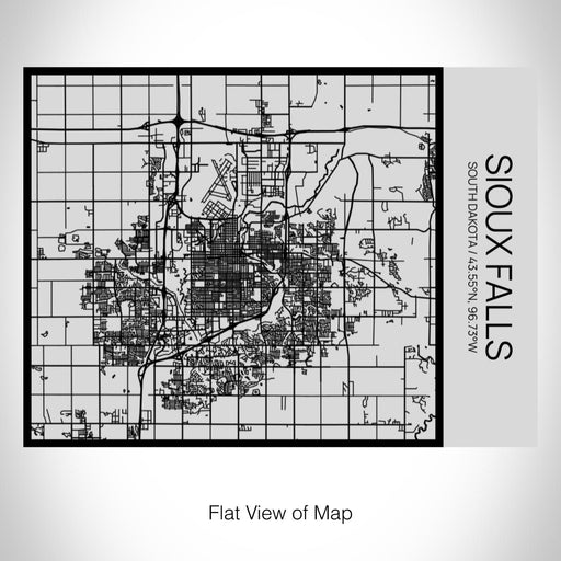 Rendered View of Sioux Falls South Dakota Map on 20oz Stainless Steel Insulated Bottle with Bamboo Top with printed Tactile Lines Map in Black