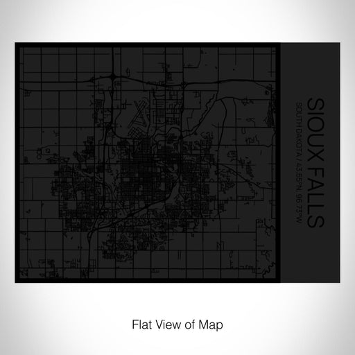 Rendered View of Sioux Falls South Dakota Map on 20oz Stainless Steel Insulated Bottle with Bamboo Top in Matte Black with printed Tactile Lines Map in Black