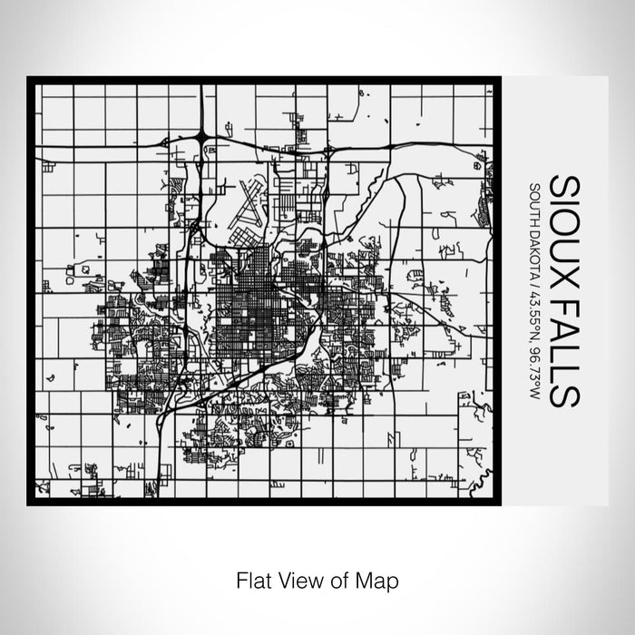 Rendered View of Sioux Falls South Dakota Map on 20oz Stainless Steel Insulated Bottle with Bamboo Top in Matte White with printed Tactile Lines Map in Black