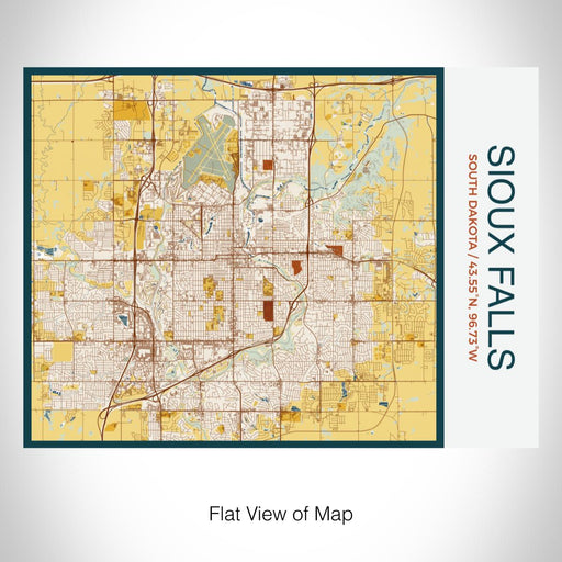 Rendered View of Sioux Falls South Dakota Map on 20oz Stainless Steel Insulated Bottle with Bamboo Top with printed woodblock style map