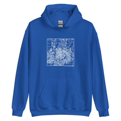 Sioux Falls South Dakota  Map Unisex Hoodie Sweater with City inscription in Royal Blue
