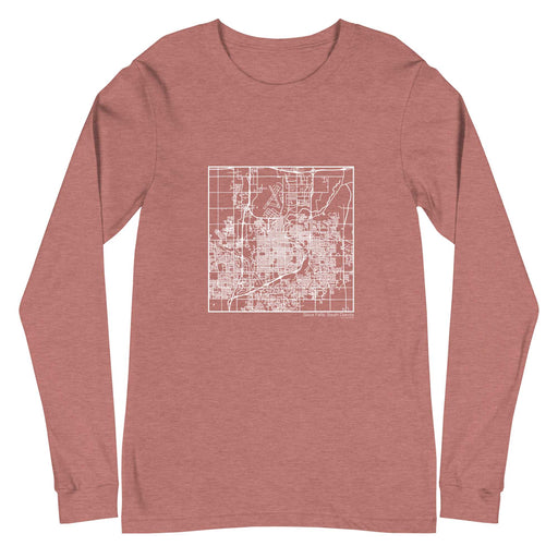 Sioux Falls South Dakota  Map Unisex Long-Sleeve T-shirt with City inscription in Heather Mauve