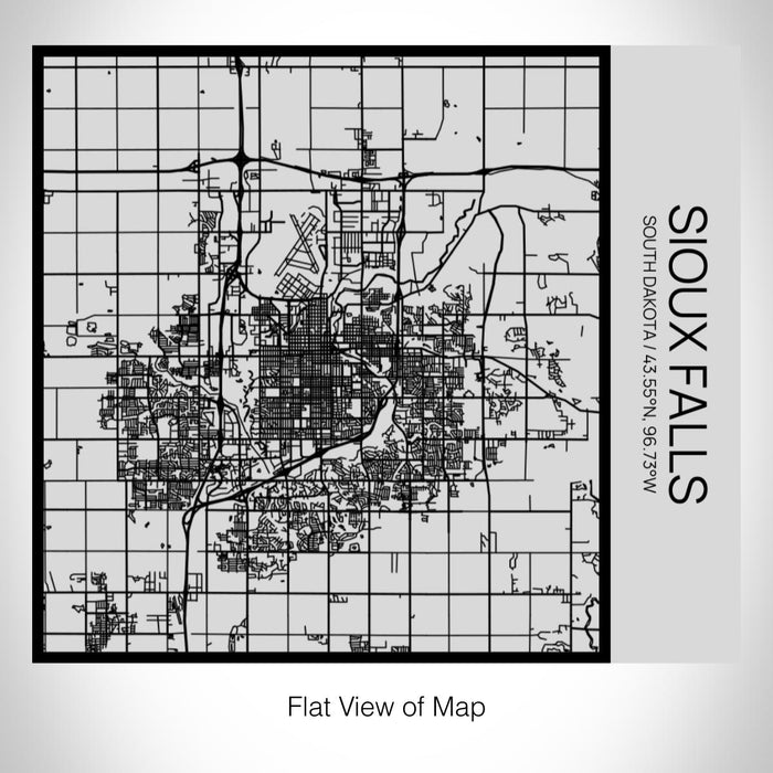 Rendered View of Sioux Falls South Dakota Map on 17oz Stainless Steel Insulated Tumbler in Tactile Lines with Succulent in Background