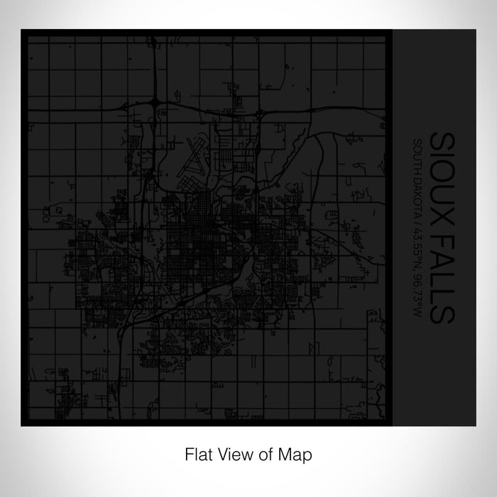 Rendered View of Sioux Falls South Dakota Map on 17oz Stainless Steel Insulated Tumbler in Matte Black with Tactile Lines