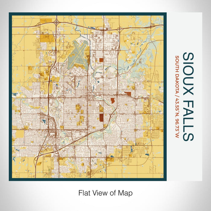 Rendered View of Sioux Falls South Dakota Map on 17oz Stainless Steel Insulated Tumbler in Woodblock Map Style