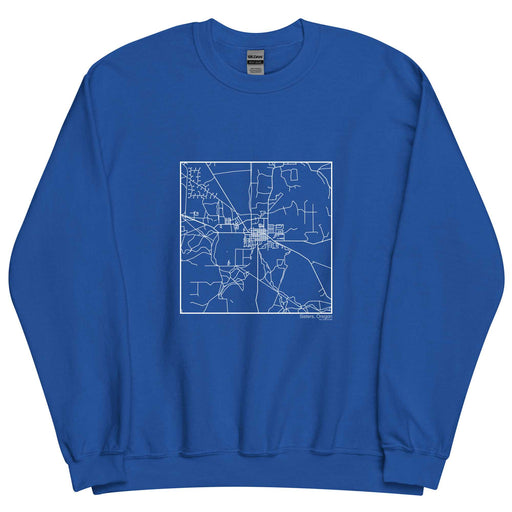 Sisters Oregon  Map Unisex Crewneck Sweater with City inscription in Royal Blue