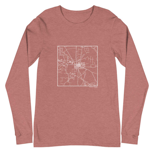 Sisters Oregon  Map Unisex Long-Sleeve T-shirt with City inscription in Heather Mauve