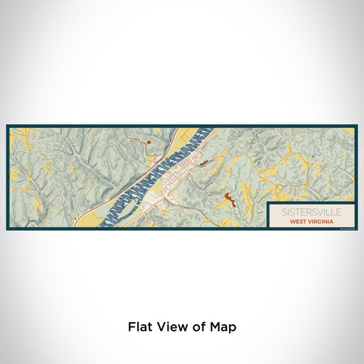 Flat View of Map Custom Sistersville West Virginia Map Enamel Mug in Woodblock