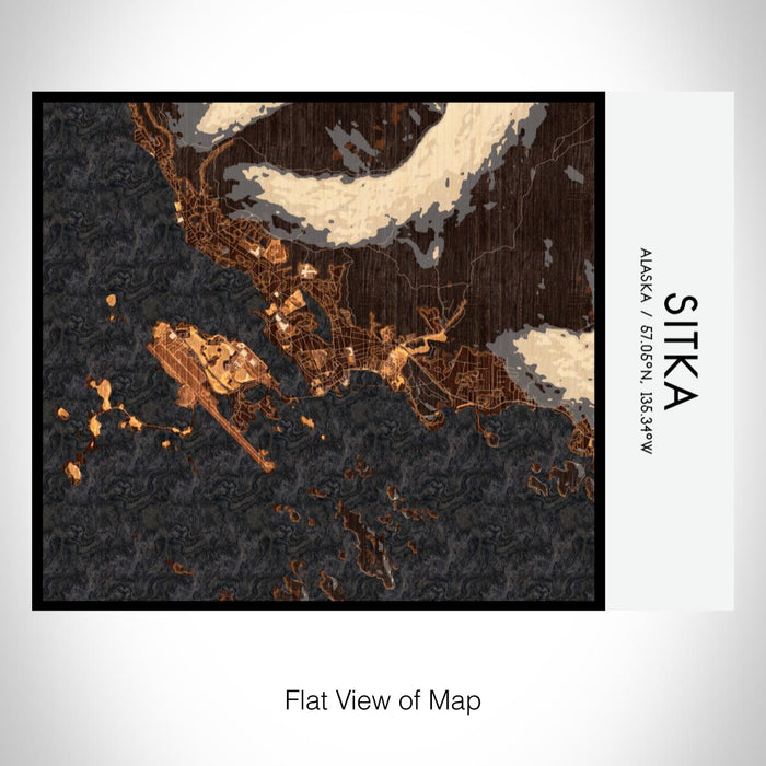 Rendered View of Sitka Alaska Map on 20oz Stainless Steel Insulated Bottle with Bamboo Top with printed ember style map