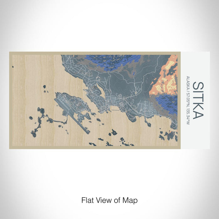 Rendered View of Sitka Alaska Map on 17oz Stainless Steel Insulated Bottle with printed afternoon style map