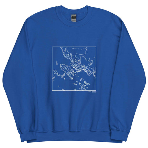 Sitka Alaska  Map Unisex Crewneck Sweater with City inscription in Royal Blue