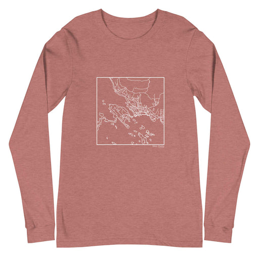 Sitka Alaska  Map Unisex Long-Sleeve T-shirt with City inscription in Heather Mauve