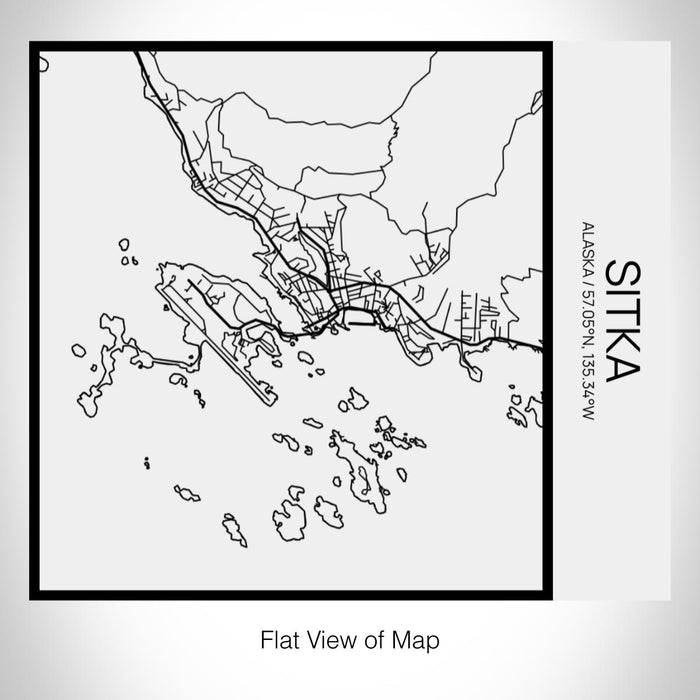 Rendered View of Sitka Alaska Map on 17oz Stainless Steel Insulated Tumbler in Matte White with Tactile Lines