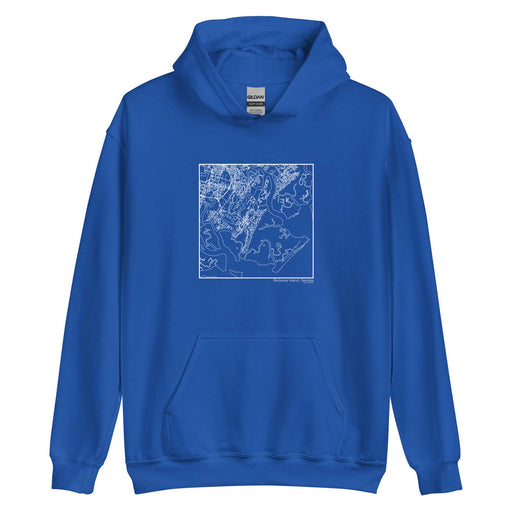 Skidaway Island Georgia  Map Unisex Hoodie Sweater with City inscription in Royal Blue