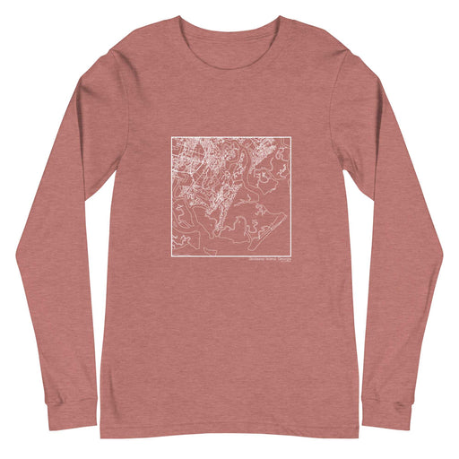 Skidaway Island Georgia  Map Unisex Long-Sleeve T-shirt with City inscription in Heather Mauve