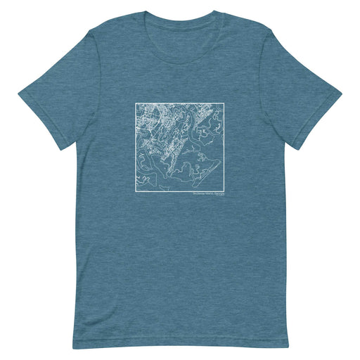 Skidaway Island Georgia  Map Unisex T-Shirt with City inscription in Heather Teal