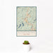 12x18 Sloatsburg New York Map Print Portrait Orientation in Woodblock Style With Small Cactus Plant in White Planter
