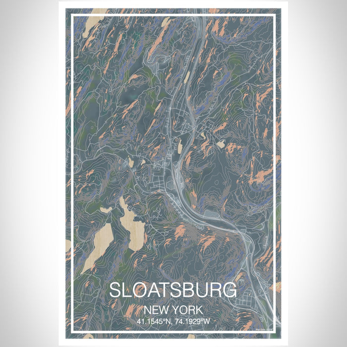 Sloatsburg New York Map Print Portrait Orientation in Afternoon Style With Shaded Background