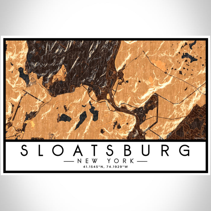 Sloatsburg New York Map Print Landscape Orientation in Ember Style With Shaded Background