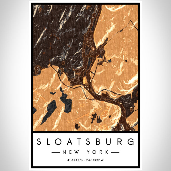 Sloatsburg New York Map Print Portrait Orientation in Ember Style With Shaded Background