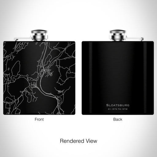 Rendered View of Sloatsburg New York Map on 6oz Stainless Steel Flask in Black